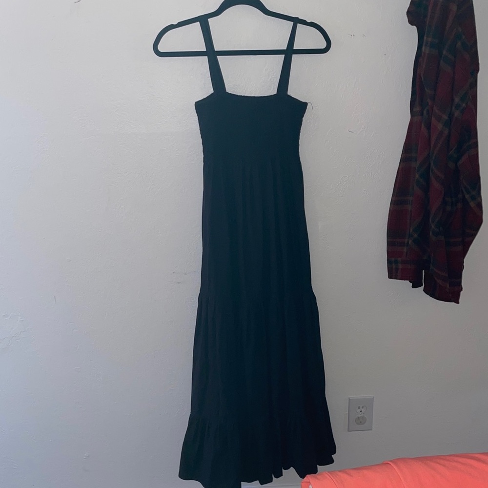 Small 100% cotton smocked Black Maxi Dress